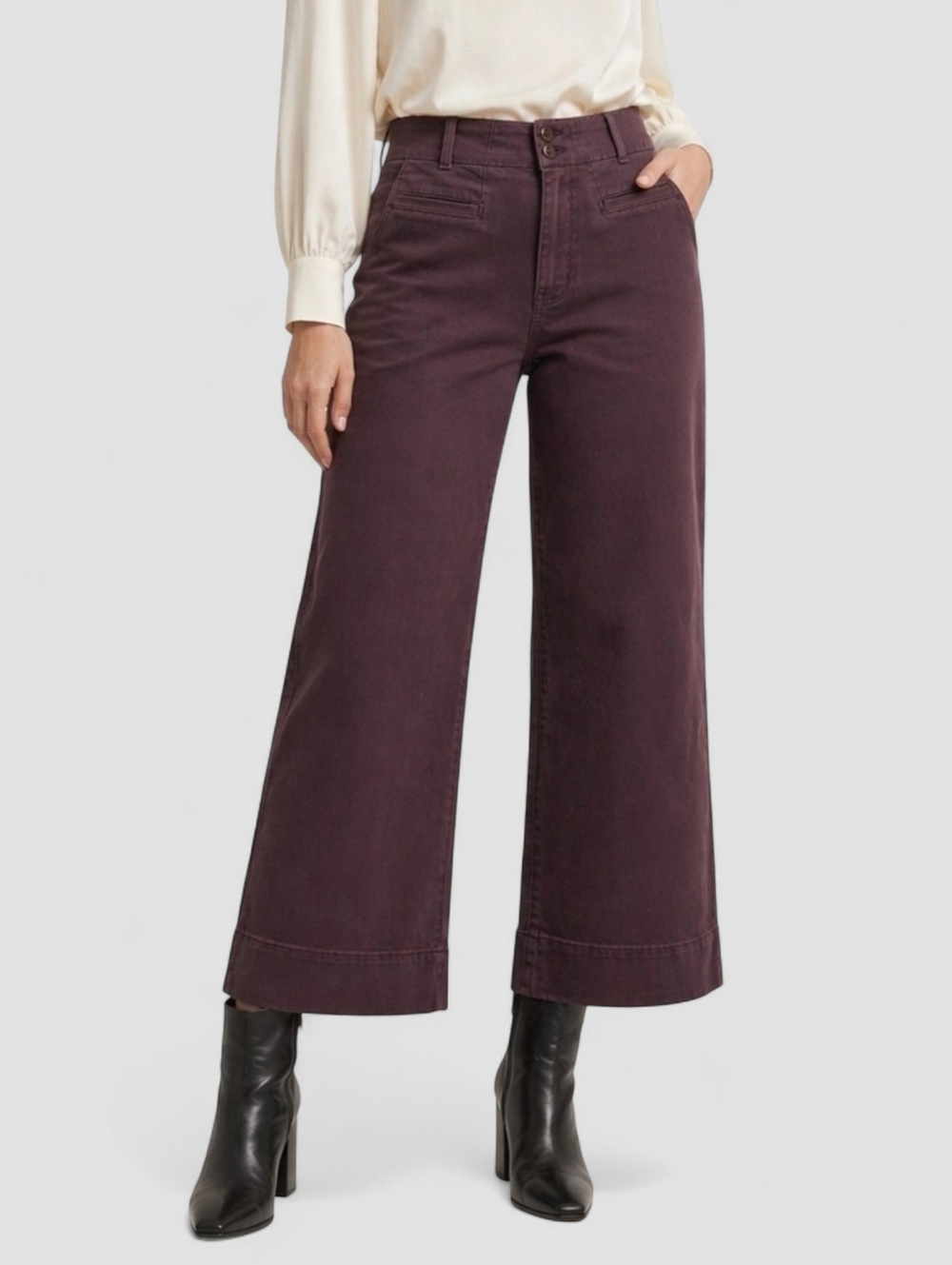 NWT DU/ER Lux Twill High Rise Wide Leg Pants Stretch W27 L26